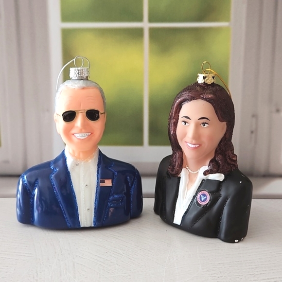 Joe Biden and Kamala Harris Christmas Holiday anytime ornaments 2 pcs see photos - Picture 1 of 9